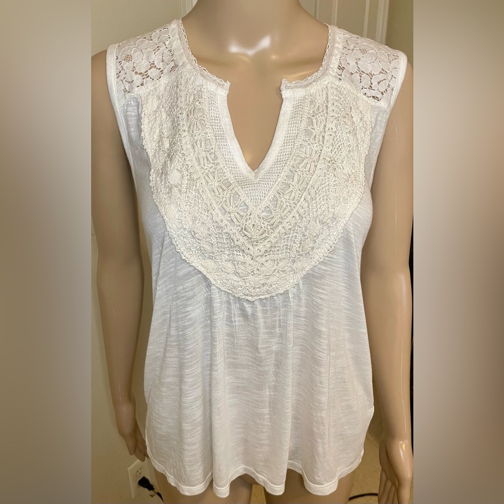 NWT Caslon Cream Lace Sleeveless Tank Top, Size XSP